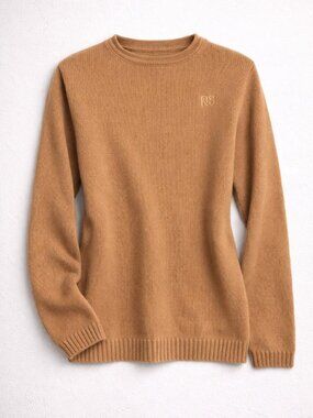 DKNY Women's Long Sleeve Pullover Long Sleeve Brown Sweater with Logo Size Small